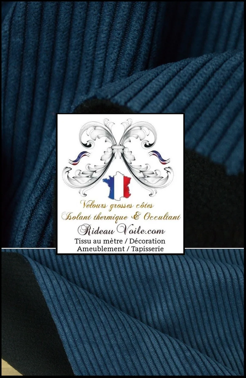 Tissu velours bleu isolation rideau Occultant ignifugé thermique Acoustique mètre