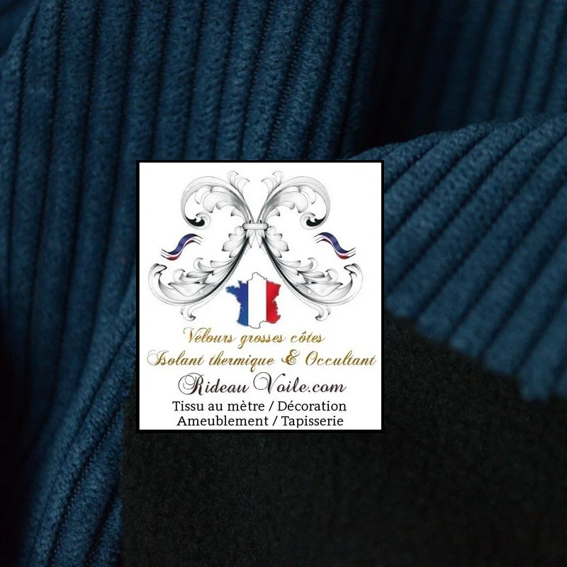 Tissu velours bleu isolation rideau Occultant ignifugé thermique Acoustique mètre