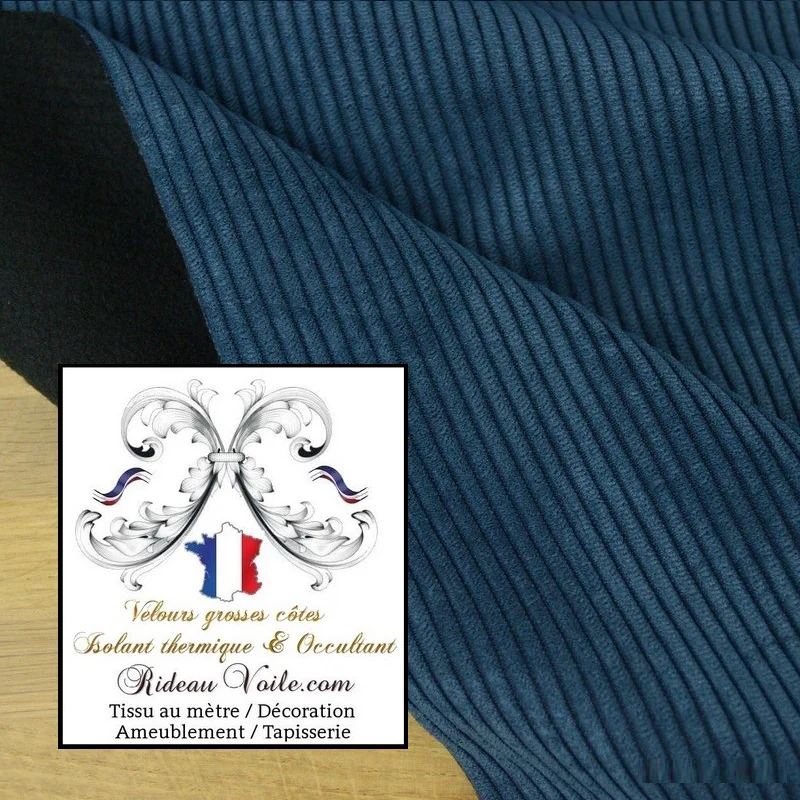 Tissu velours bleu isolation rideau Occultant ignifugé thermique Acoustique mètre