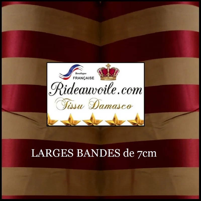 Tissu Damasco rideau rayures rouge jacquard mètre architecte décoratrice intérieur