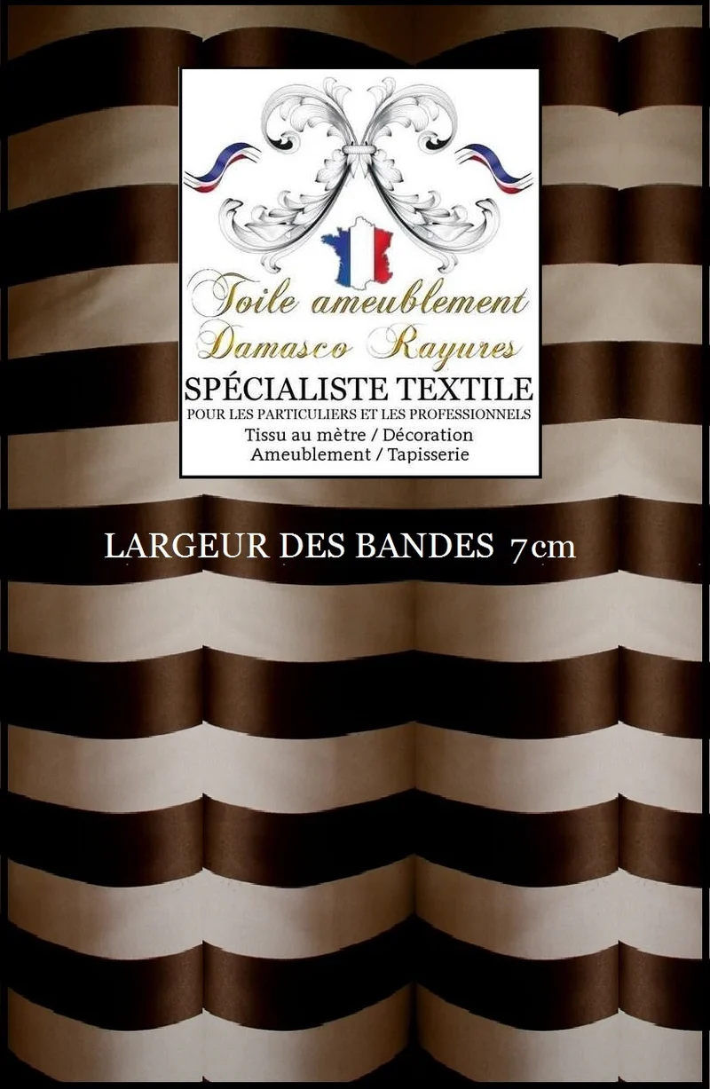 Damasco rideau rayures marron chocolat jacquard mètre architecte décoratrice intérieur