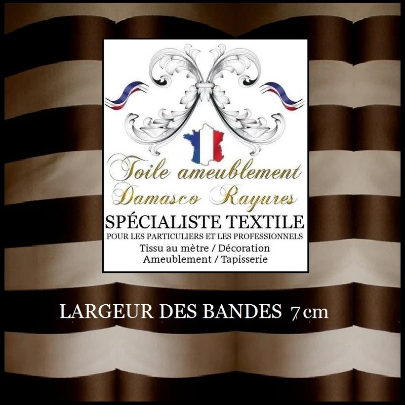 Damasco rideau rayures marron chocolat jacquard mètre architecte décoratrice intérieur
