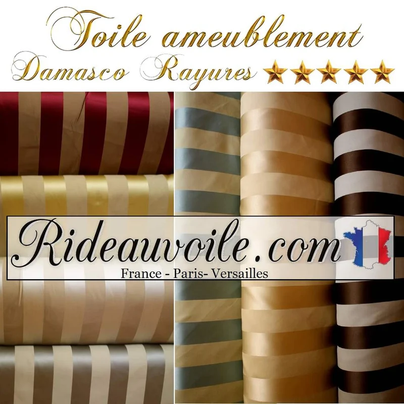 Damasco rideau à rayures jacquard satin mètre architecte décoratrice rénovation intérieur