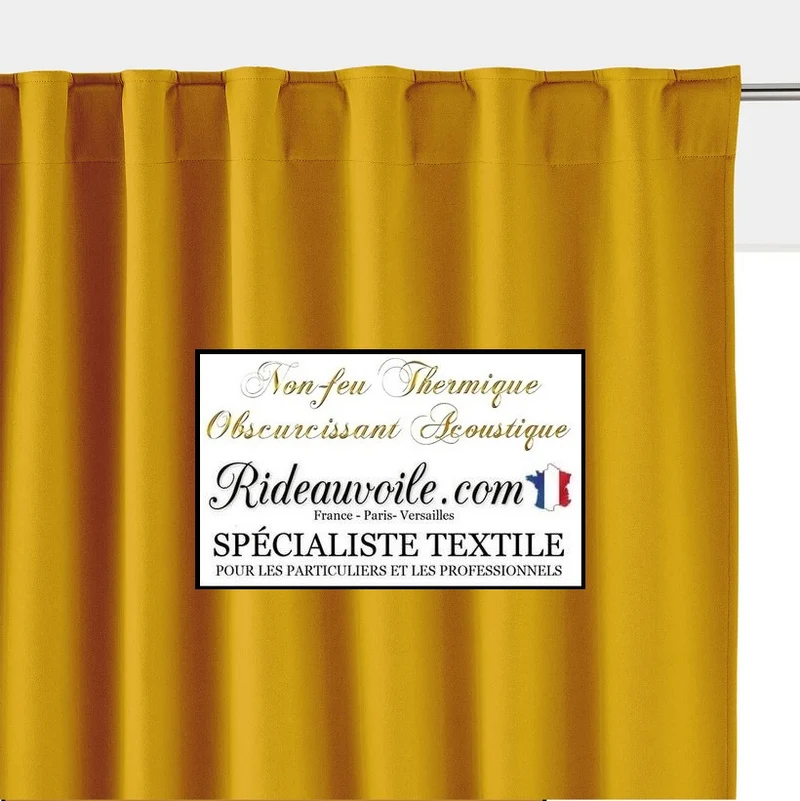 Occultant ignifugé thermique phonique tissu ameublement moutarde150cm