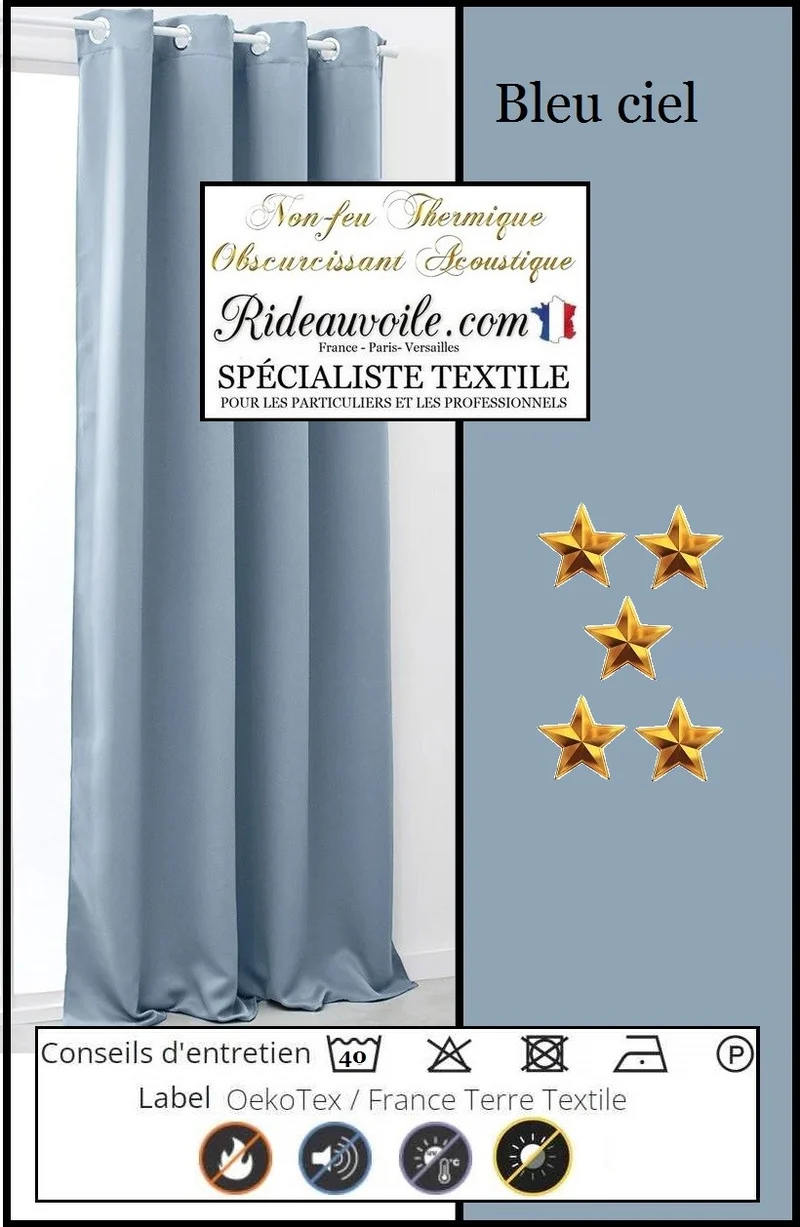 Occultant ignifugé thermique phonique tissu ameublement acoustique 150cm