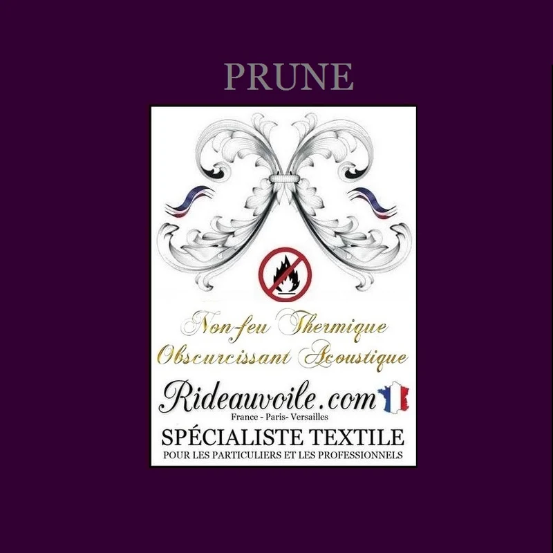 Tissu ameublement occultant ignifugé Prune thermique phonique mètre 290cm