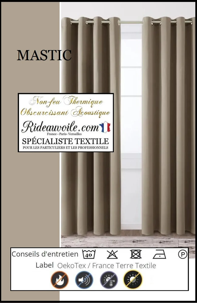 Tissu ameublement occultant ignifugé isolant thermique phonique mètre 290cm