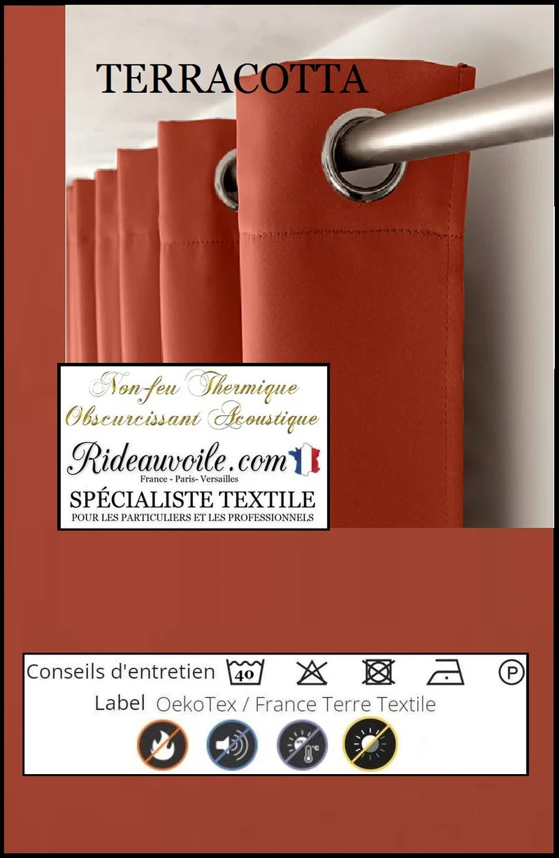 SATIN MAT ameublement Terracotta ignifugé isolant thermique phonique mètre 290cm