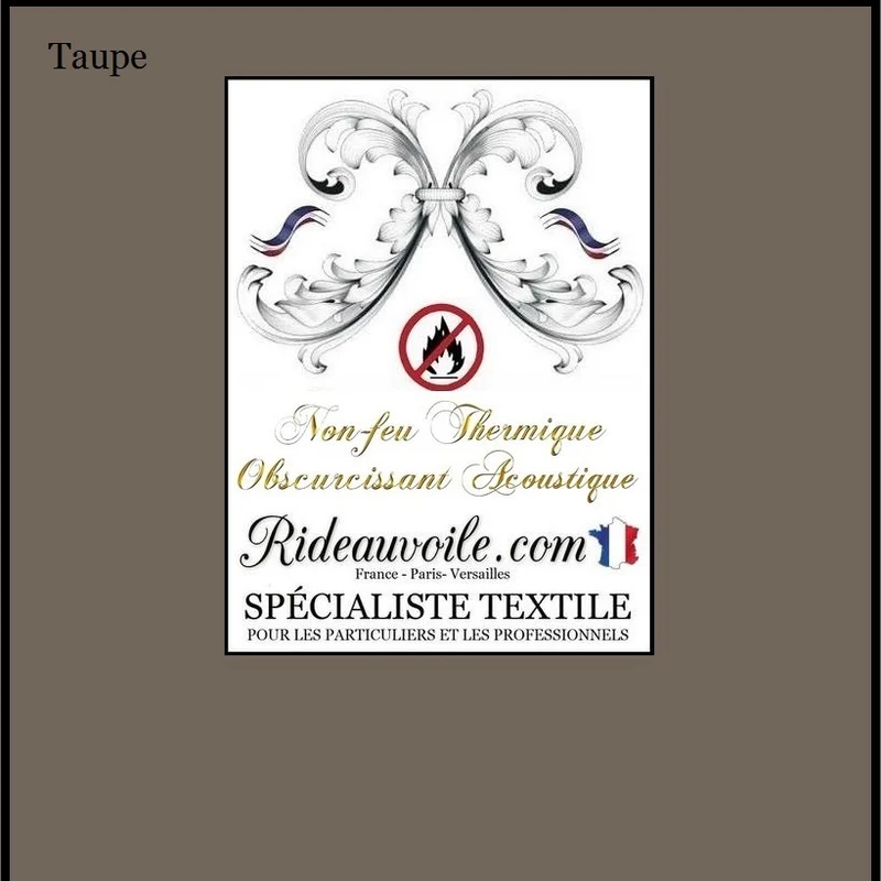 Tissu TAUPE ignifugé isolant thermique phonique acoustique mètre 290cm