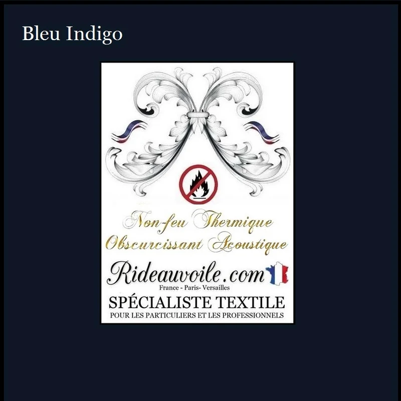 Occultant ignifugé bleu tissu isolant thermique phonique acoustique 150cm
