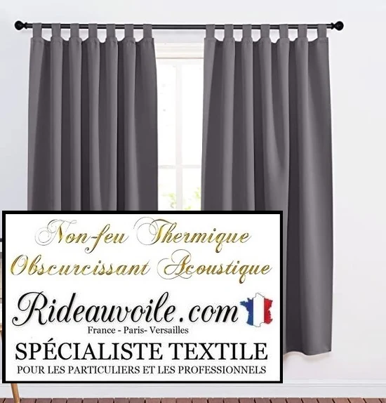 Tissu occultant rideau gris isolant thermique phonique acoustique 150cm