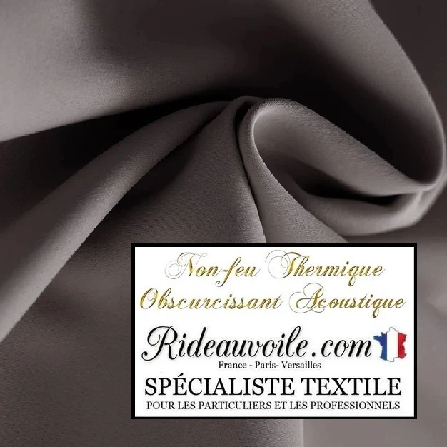 Tissu ameublement occultant gris isolant thermique phonique MA SATINÉ mètre 290cm