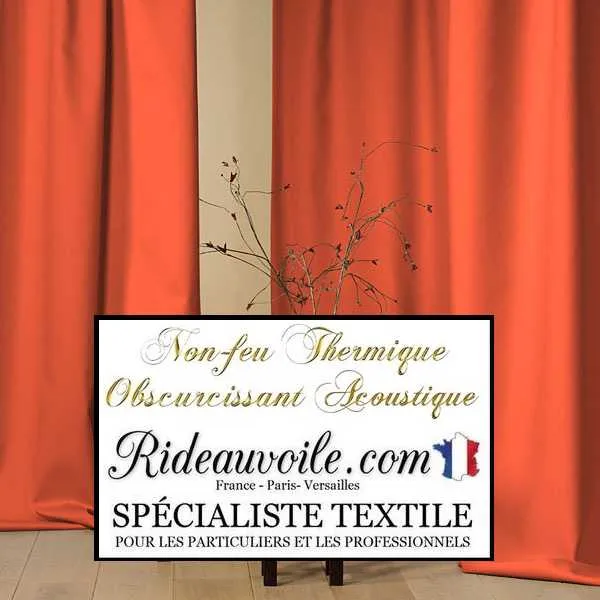 Tissu ameublement SATIN MAT orange occultant isolant thermique phonique mètre 290cm