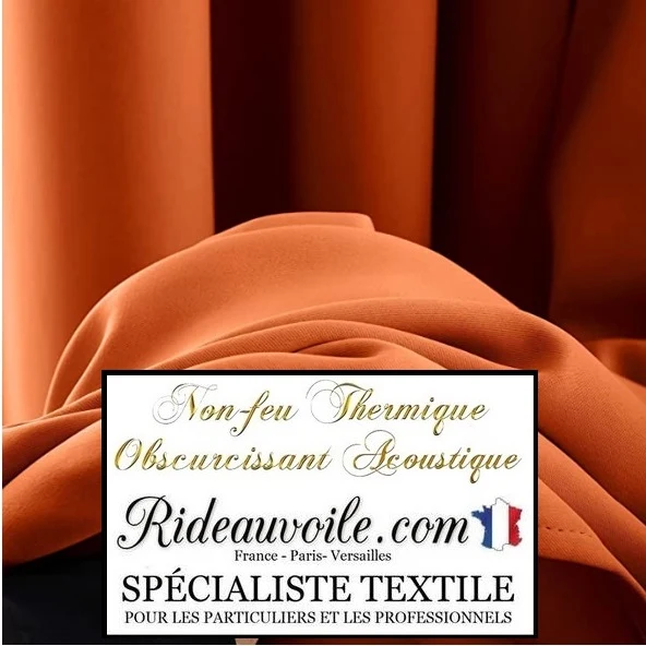 Tissu ameublement SATIN MAT orange occultant isolant thermique phonique mètre 290cm