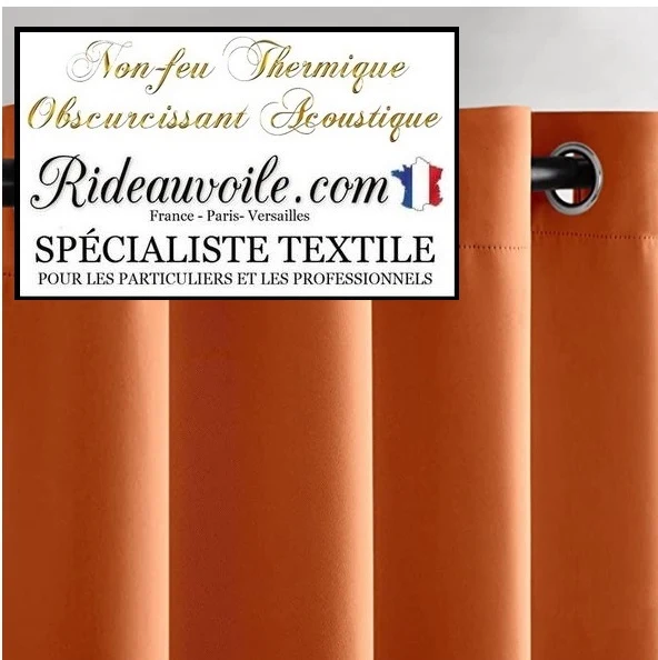 Tissu ameublement SATIN MAT orange occultant isolant thermique phonique mètre 290cm
