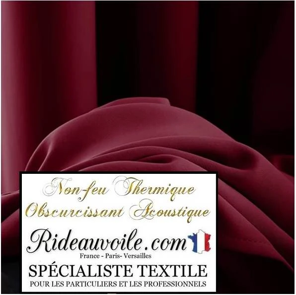 Tissu bordeaux occultant isolant thermique phonique acoustique mètre 150cm