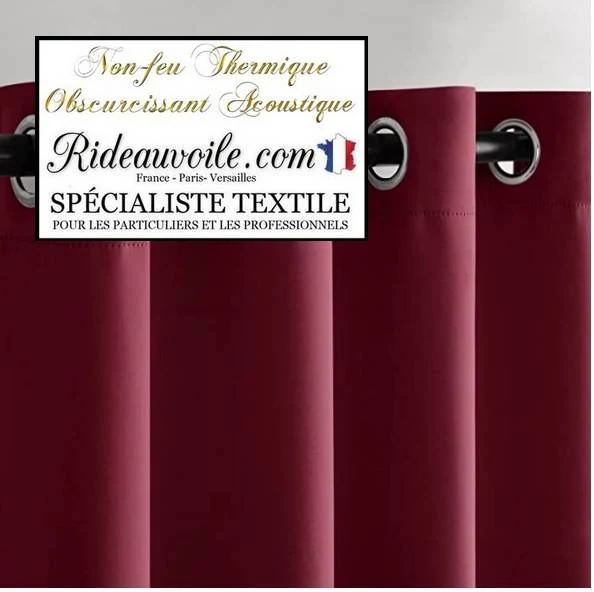 Tissu bordeaux occultant isolant thermique phonique acoustique mètre 290cm