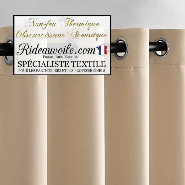Tissu d'ameublement SATIN MAT beige occultant isolant phonique acoustique mètre 290cm