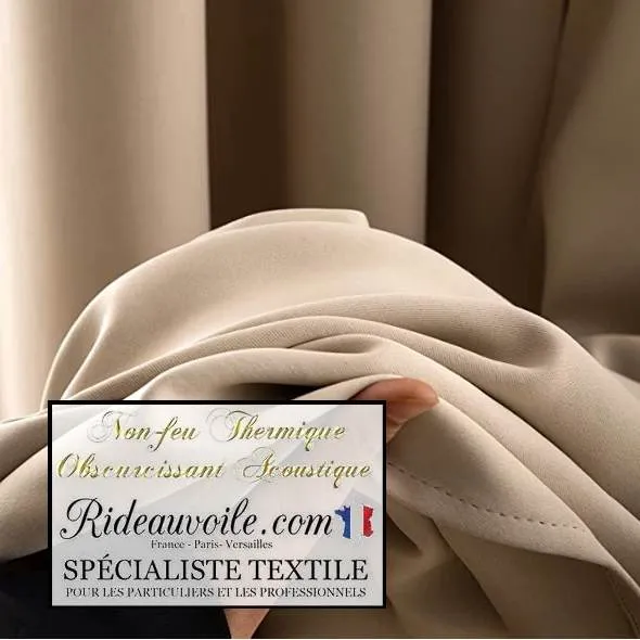 Tissu d'ameublement SATIN MAT beige occultant isolant phonique acoustique mètre 290cm