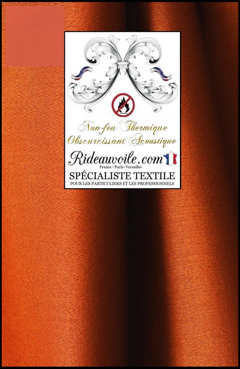 Tissu orange ameublement isolant thermique phonique acoustique mètre rideau