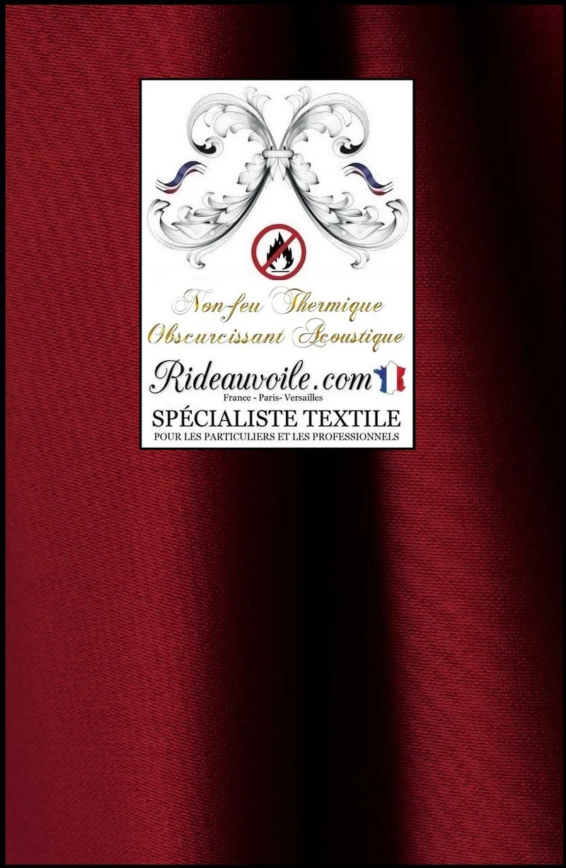 Tissu bordeaux ameublement isolant thermique phonique acoustique mètre rideau