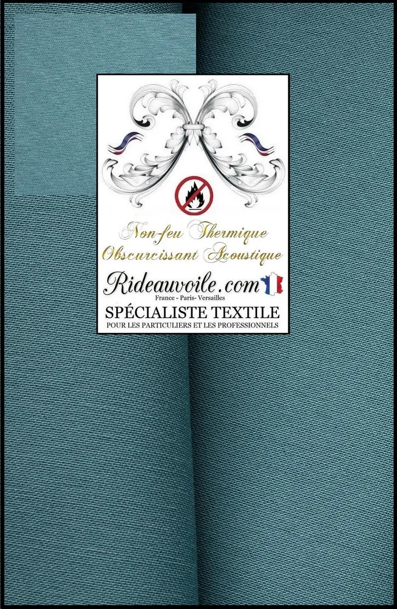 Tissu décoration bleu isolant thermique phonique acoustique mètre rideau