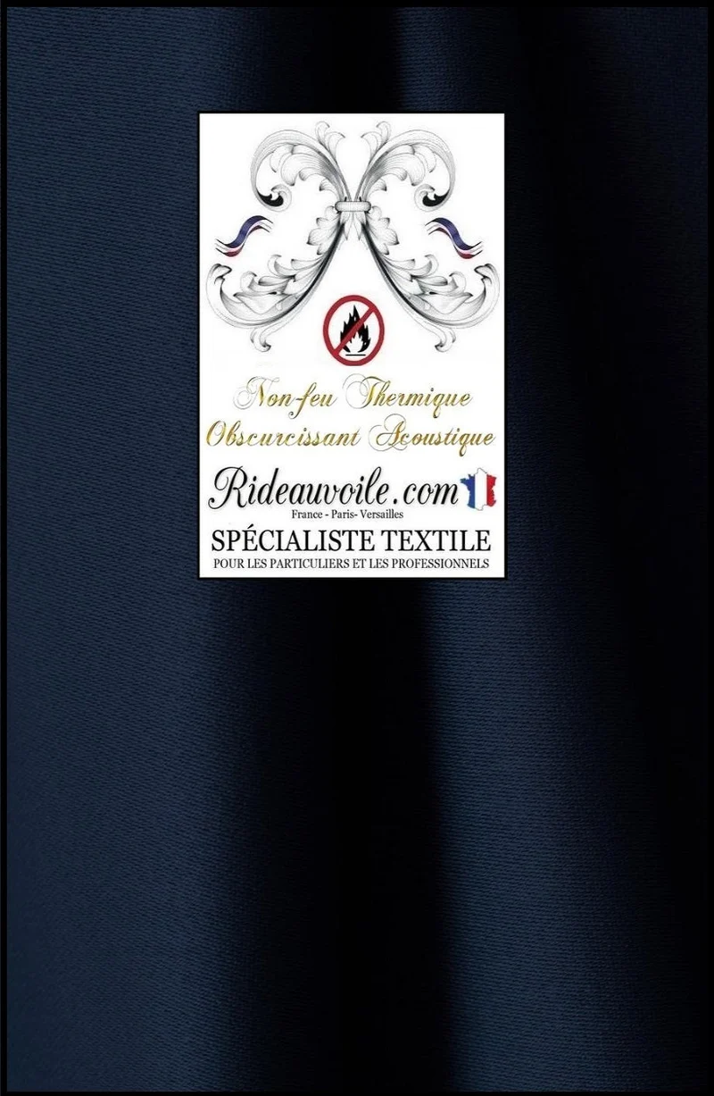 Tissu bleu ameublement isolant acoustique thermique phonique mètre rideau