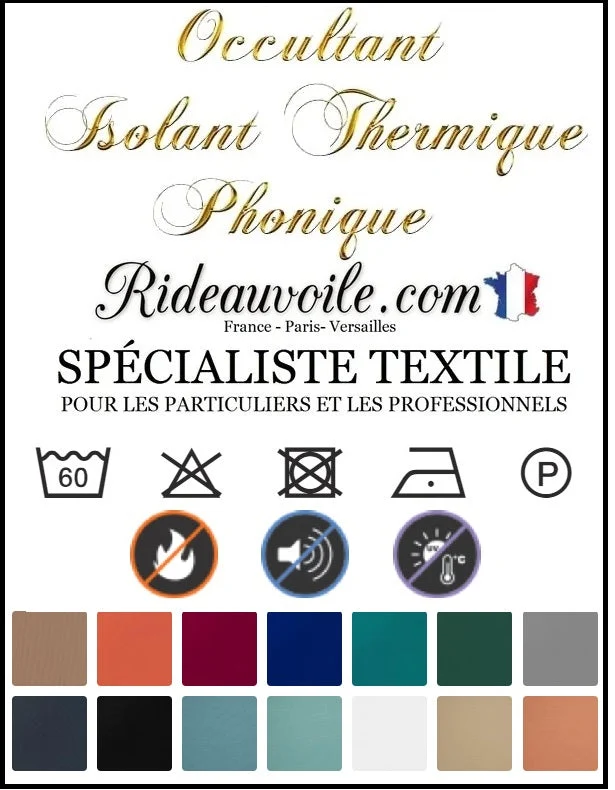 Tissu pare-solaire isolant thermique phonique acoustique mètre rideau 140cm