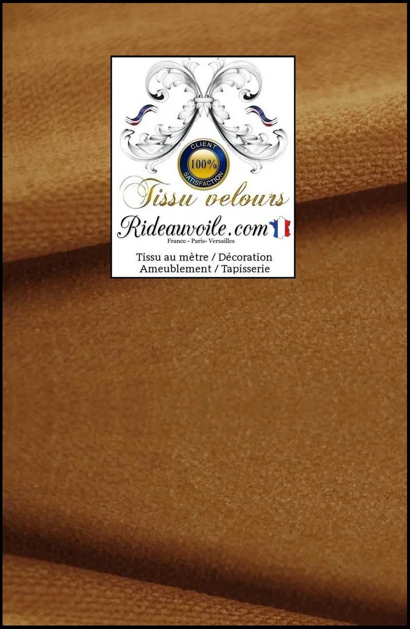 Confection Rideau canapé velours sur mesure tissus ameublement camel mètre