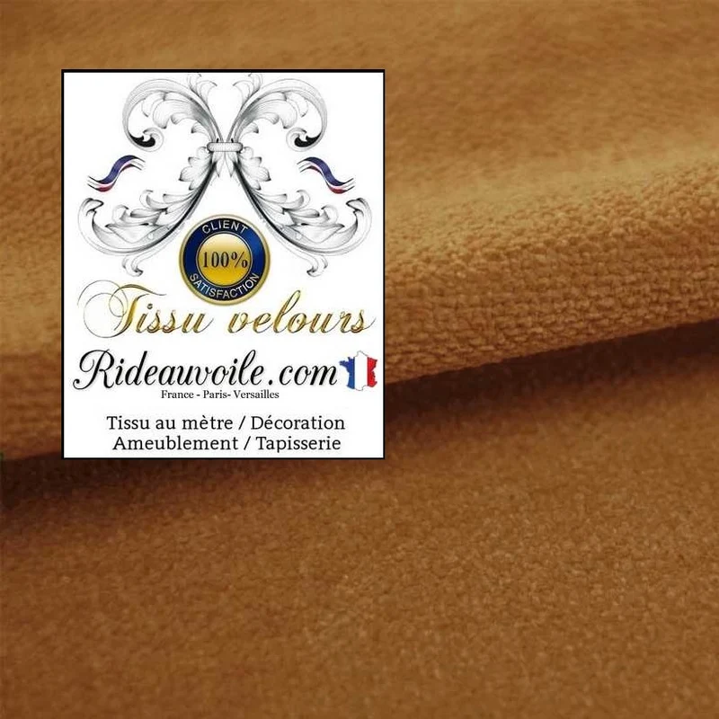 Confection Rideau canapé velours sur mesure tissus ameublement camel mètre