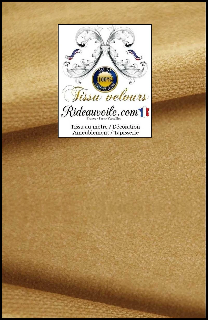 Rideau canapé plaid velours sur mesure tissus ameublement beige sable mètre