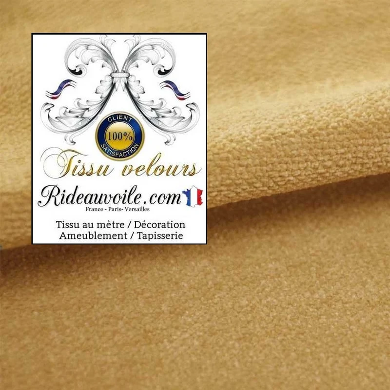 Rideau canapé plaid velours sur mesure tissus ameublement beige sable mètre