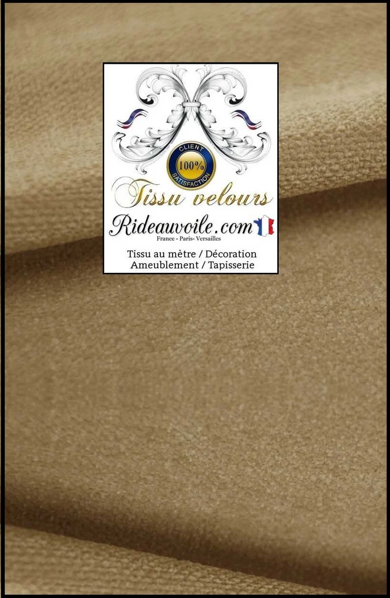Rideau canapé plaid velours beige sable sur mesure tissus ameublement mètre