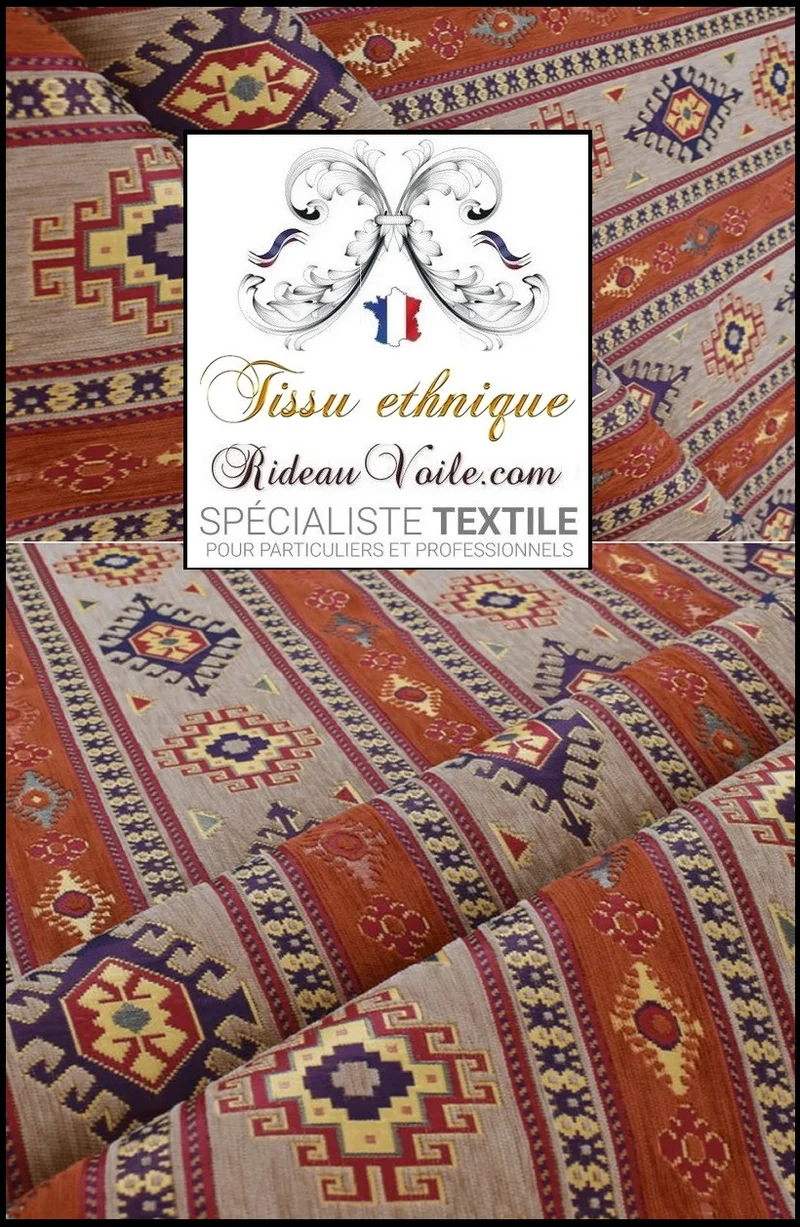 Tissu ameublement tapisserie kilim orient motif Bohémien mètre
