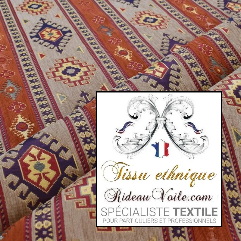 Tissu ameublement tapisserie kilim orient motif Bohémien mètre