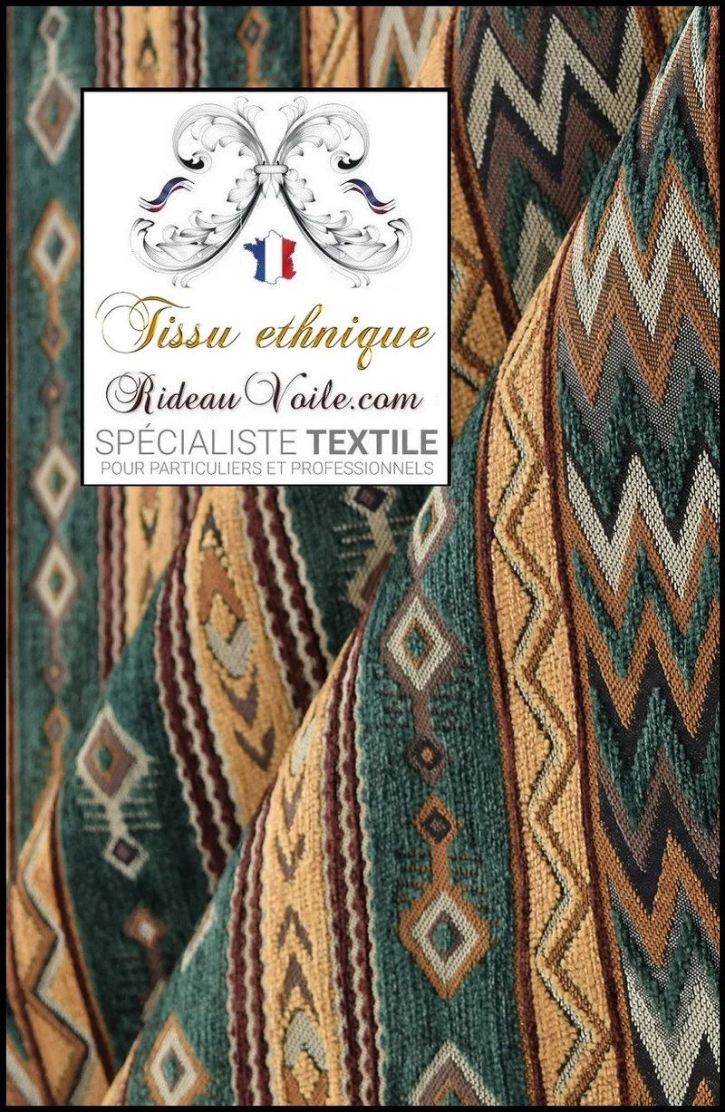 Tissu ameublement salon marocain Kilim Boho Turc Aztec velours Chenille