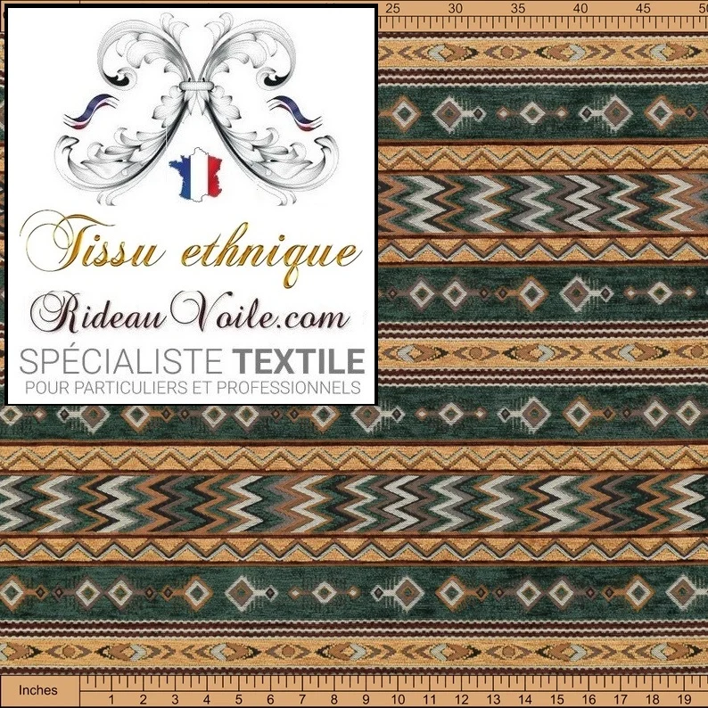 Tissu ameublement salon marocain Kilim Boho Turc Aztec velours Chenille