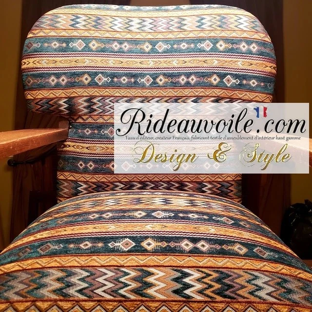 Tissu ameublement salon marocain Kilim Boho Turc Aztec velours Chenille