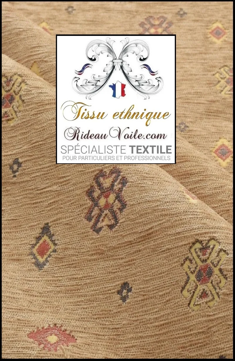 Tissu beige tapisserie kilim oriental motif Boho Boho mètre rideau canapé