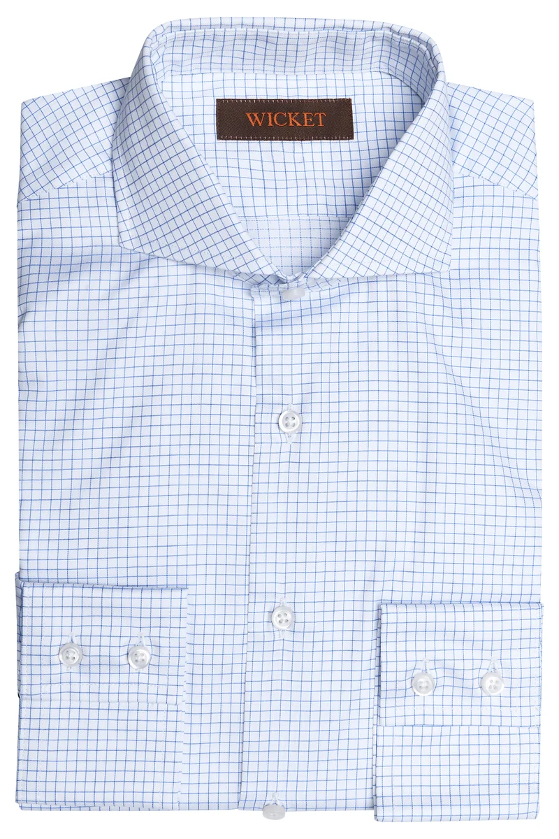 La Twill de Coton Blanc à Carreaux Bleu