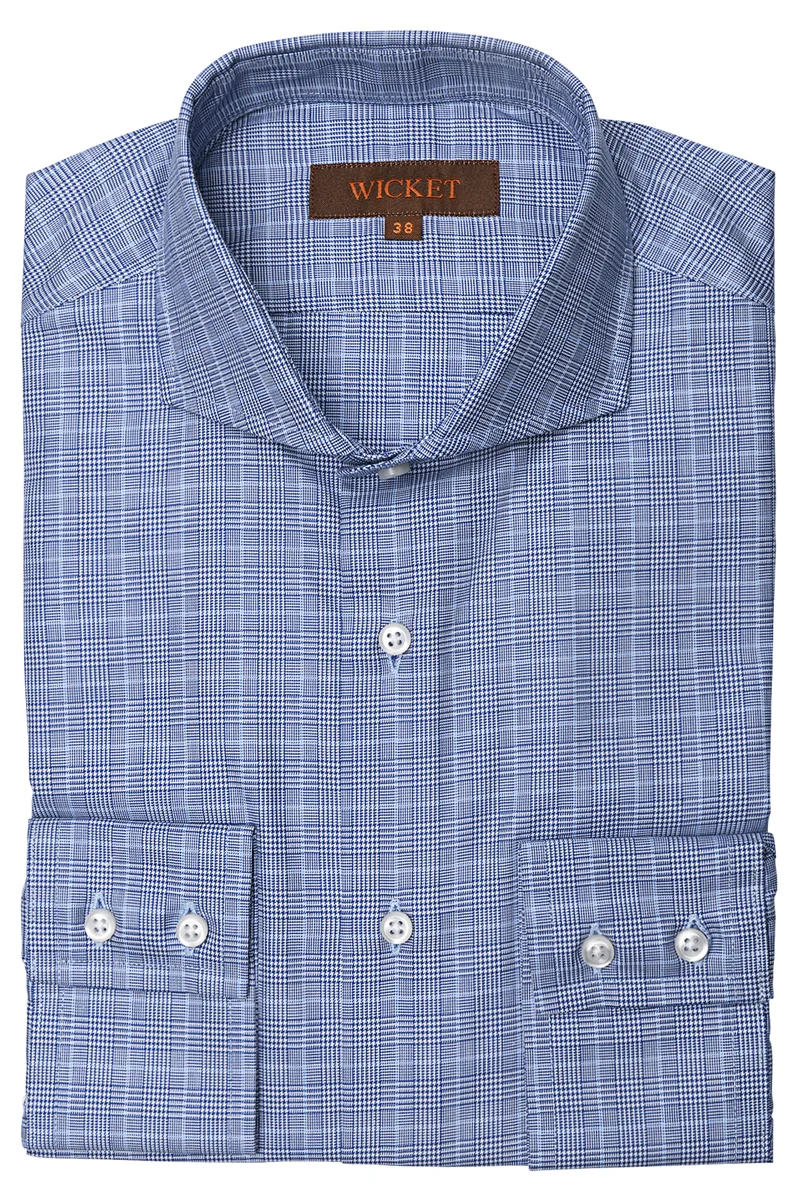 La Twill de Coton Prince de Galles Bleu