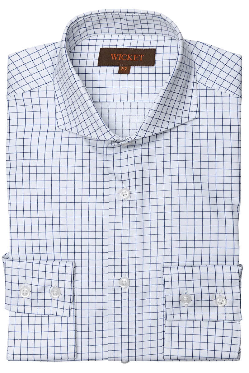 La Twill de Coton Blanc à Carreaux Bleu