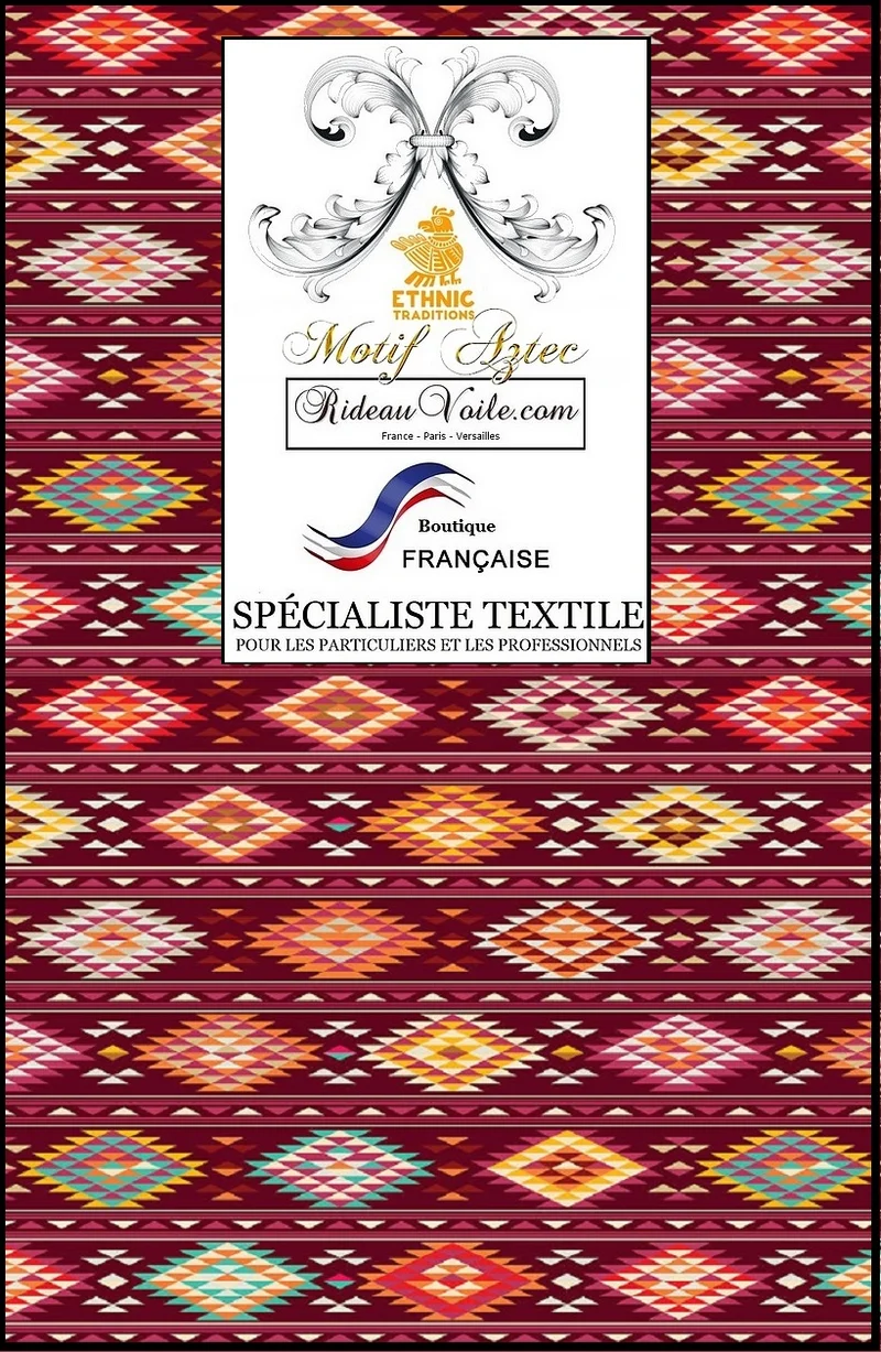 Décoration tissu ethnique design tapis kilim imprimé Aztèque mètre rideau