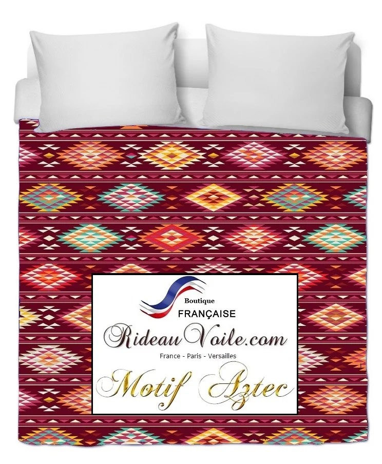 Décoration tissu ethnique design tapis kilim imprimé Aztèque mètre rideau