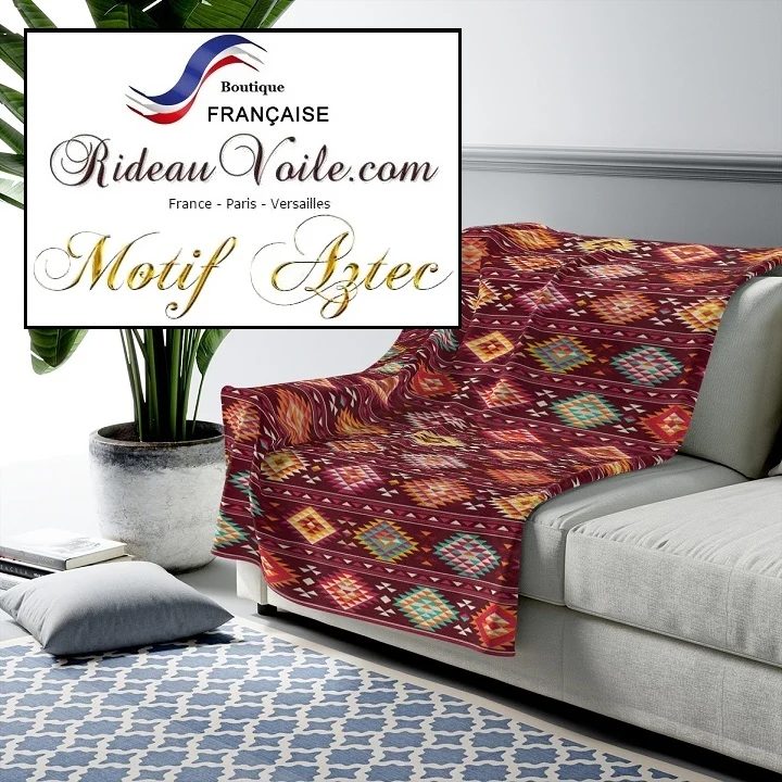 Décoration tissu ethnique design tapis kilim imprimé Aztèque mètre rideau