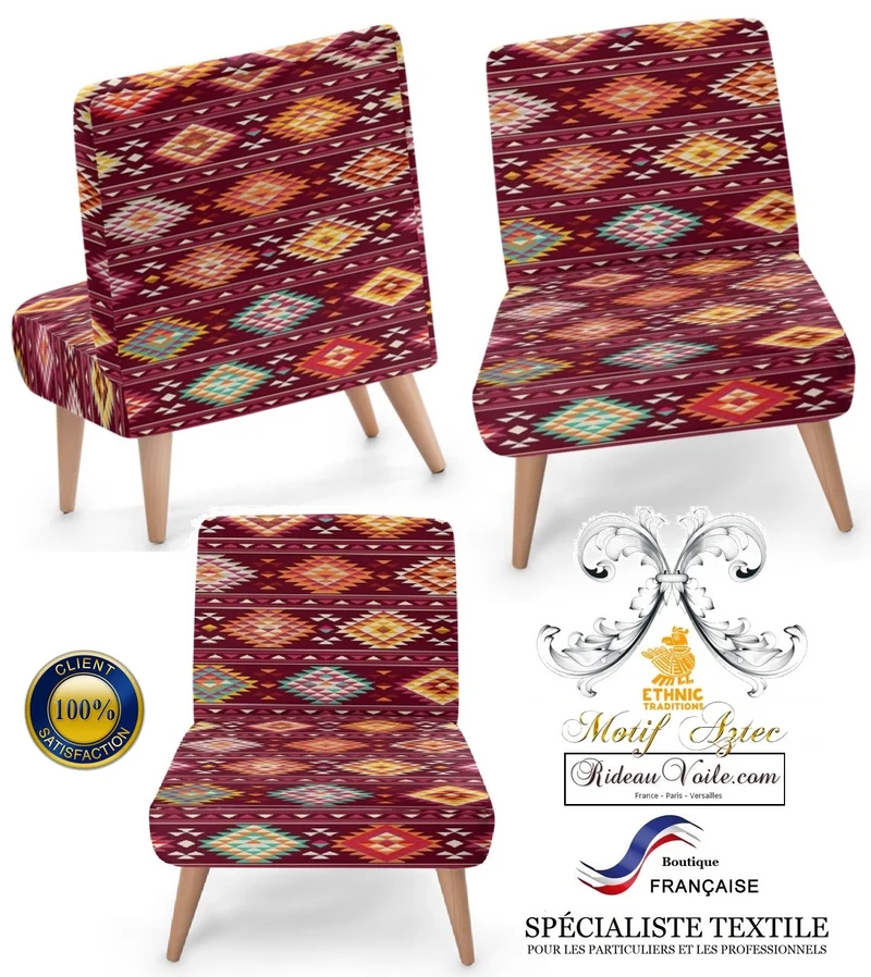Décoration tissu ethnique design tapis kilim imprimé Aztèque mètre rideau