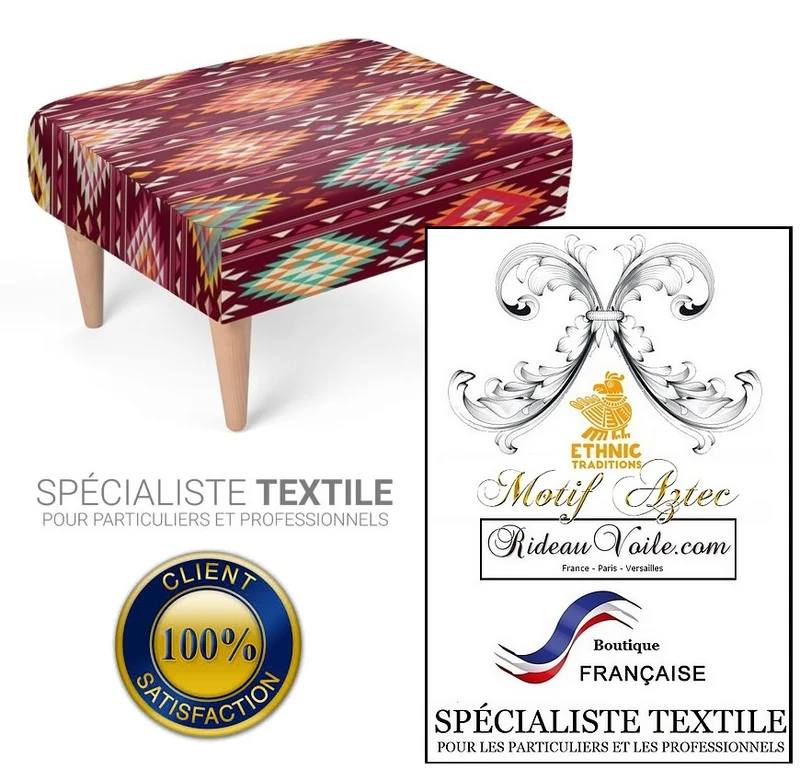 Décoration tissu ethnique design tapis kilim imprimé Aztèque mètre rideau