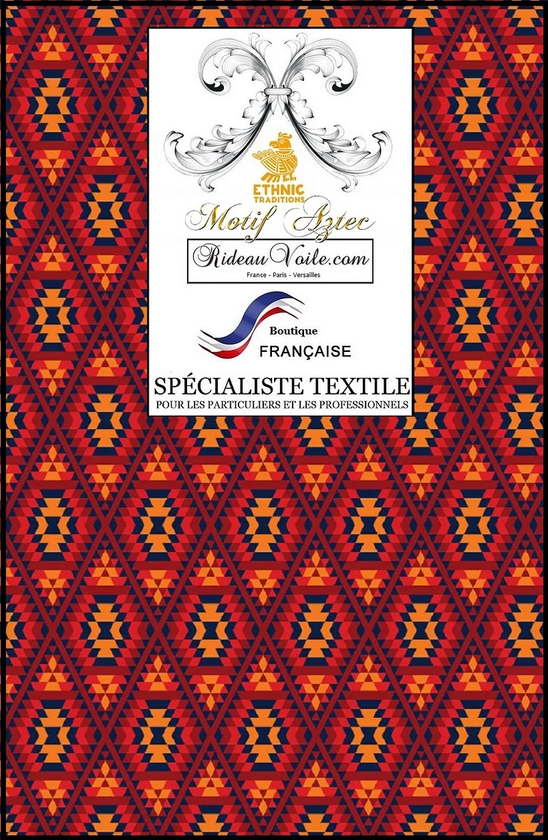 Motif Maya tissu ameublement tapisserie KILIM Aztèques rouge