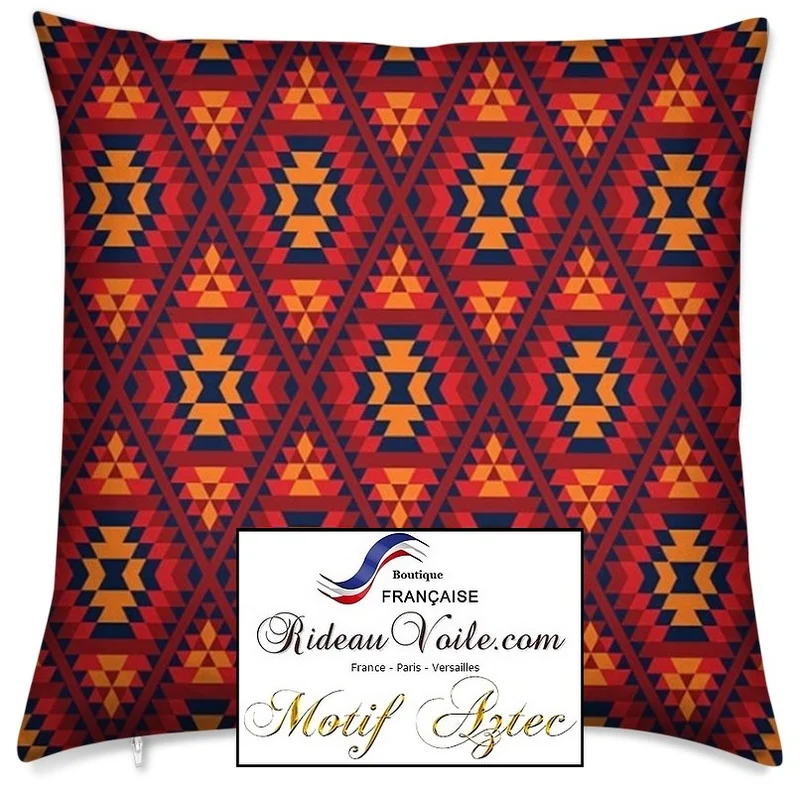 Motif Maya tissu ameublement tapisserie KILIM Aztèques rouge