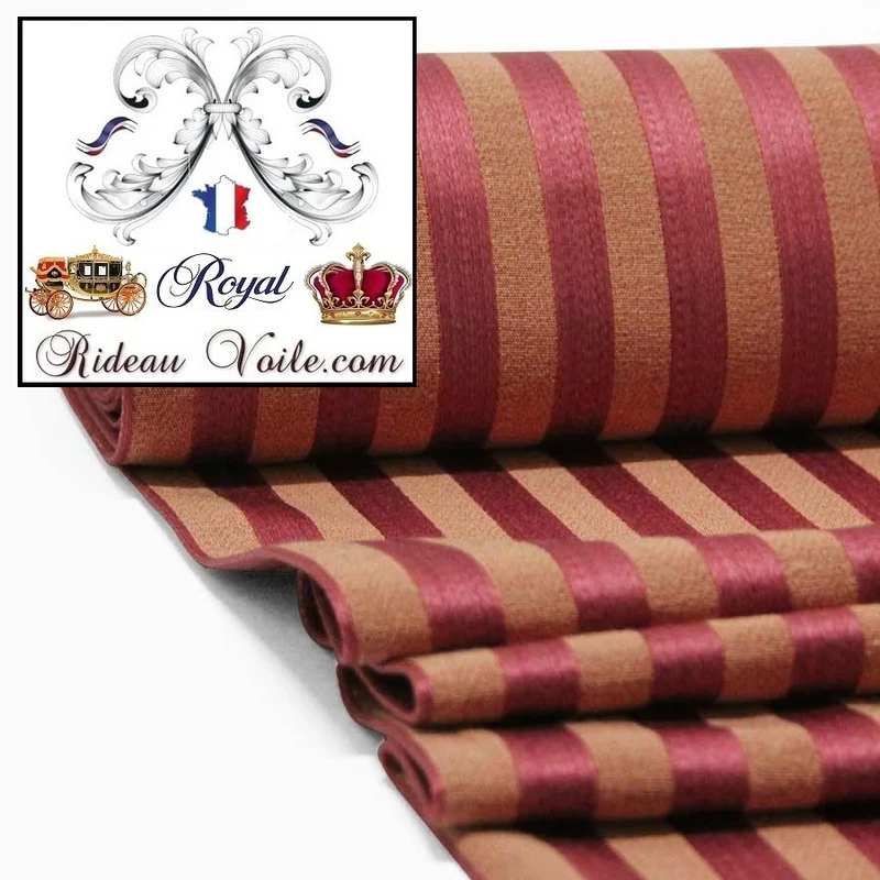 Tissu rayé ameublement mètre Jacquard tapisserie bordeaux décoration rideau